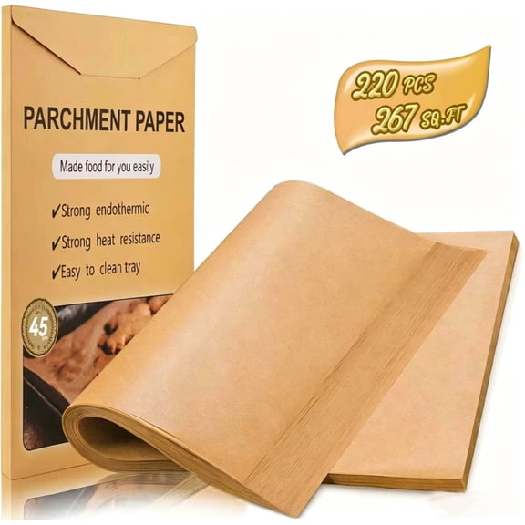 220 Pcs Parchment Paper Sheets, 12x16 Inches Non-Stick Precut Baking Parchment, Heavy Duty Unbleached Parchment Paper