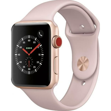 Restored Apple Watch Series 3 42MM GPS Cellular 4G LTE Aluminum Stainless Sport Band, Rose Gold (Refurbished)