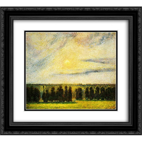 Camille Pissarro 2x Matted 24x20 Black Ornate Framed Art Print 'Sunset at Eragny'