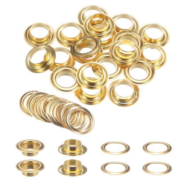 Juego de 20 ojales con arandelas de 12 mm, kit de ojales de metal cobre para cortinas, lonas, bolsas de cuero DIY, dorado