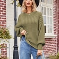 thumbnail image 5 of BLVB Womens Casual Fall Sweaters Long Sleeve Ribbed Knit Sweater Loose Soft Crewneck Pullover Jumper Tops, 5 of 7