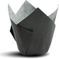 thumbnail image 1 of Moldes de papel para hornear con forma de tulipán para cupcakes, moldes naturales para hornear cupcakes y muffins de tamaño estándar (300, negro), 1 of 1