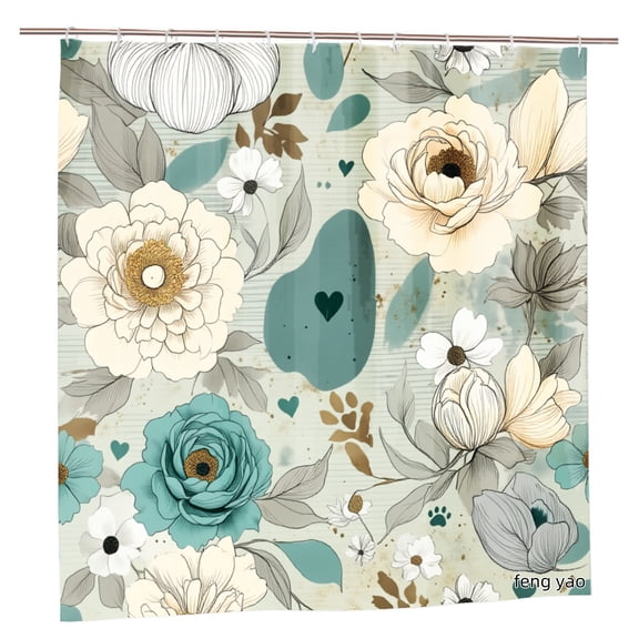 Amarainy Floral Polyester Shower Curtain For Home Bathroom Bath Tub Decoration 72x72 inch