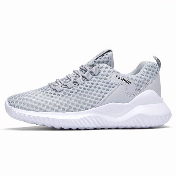 Men's Minimalist Lightweight Breathable Casual Sneakers - Solid Color Low-Top Design with Fabric & Mesh Upper, MD Sole, Lace-Up Closure for Running, Gym, Spring/Summer - Unisex Style, Gym Footwear