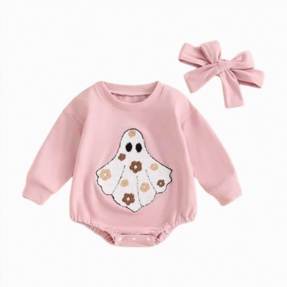 zuwimk Halloween Baby Girl Outfit My First Halloween Pumpkin Patch Romper Shirt Onesie Cute Fall Clothes(6-12 Months,Pink)