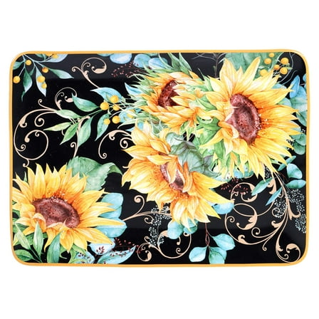 Certified International 28173 Sunflower Fields Rectangular Platter. 16" x 12" x 1.25", Multi Colored