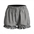 thumbnail image 4 of Tqyyweavej Women's Gingham Shorts Elastic Waist Beach Shorts Loungewear Plaid Ruffle Hem Shorts for Women with Pockets Size S to 2XL, 4 of 6