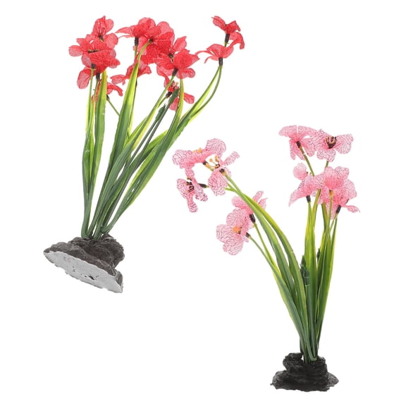 ETEREAUTY 2-Pack Assorted Color Artificial Aquarium Plants Plastic Decorations for Fish Tanks and Aquatic Terrariums