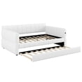 thumbnail image 3 of Euroco Upholstery Queen Size Daybed with Trundle, Velvet Sofa Bed with USB Charging, White, 3 of 10