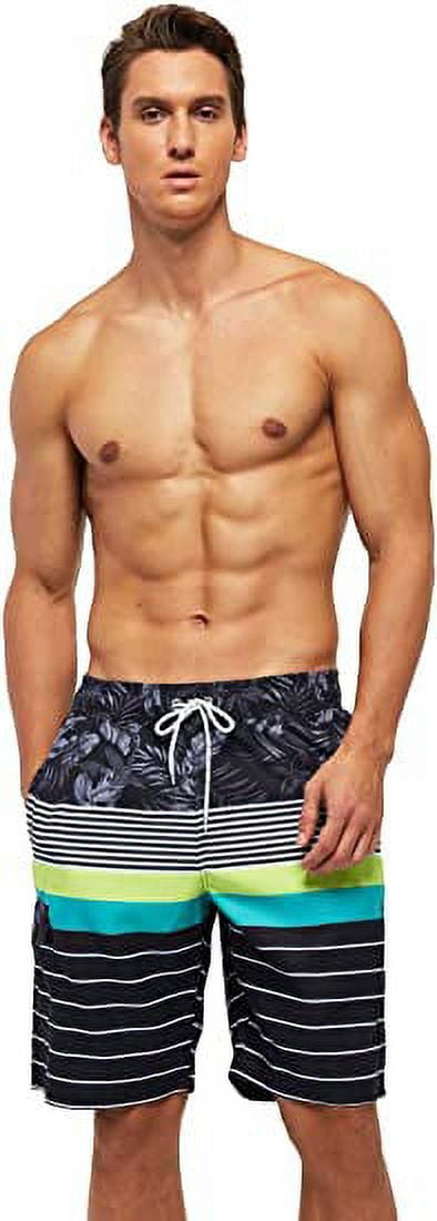 Tyhengta Men's Beach Pants Quick Drying Swimming Trunks Mesh Lining Flower stripe 36