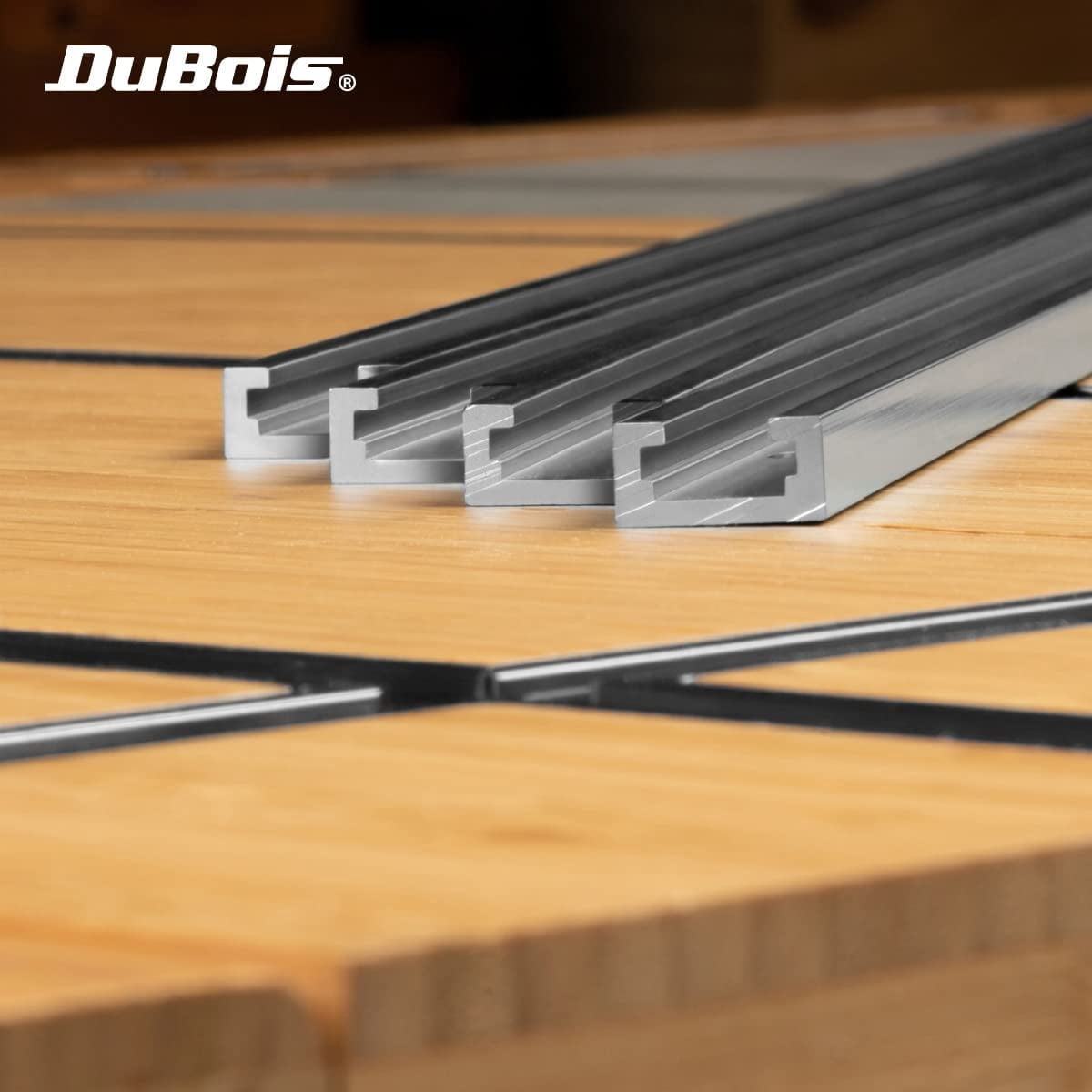 DuBois 4PK 24 Inch Double-Cut Profile Universal T-Track with Predrilled Mounting Holes, Aluminum T Track for Woodworking Jigs and Fixtures, Drill Press Table, Router Table, Workbench (51013)