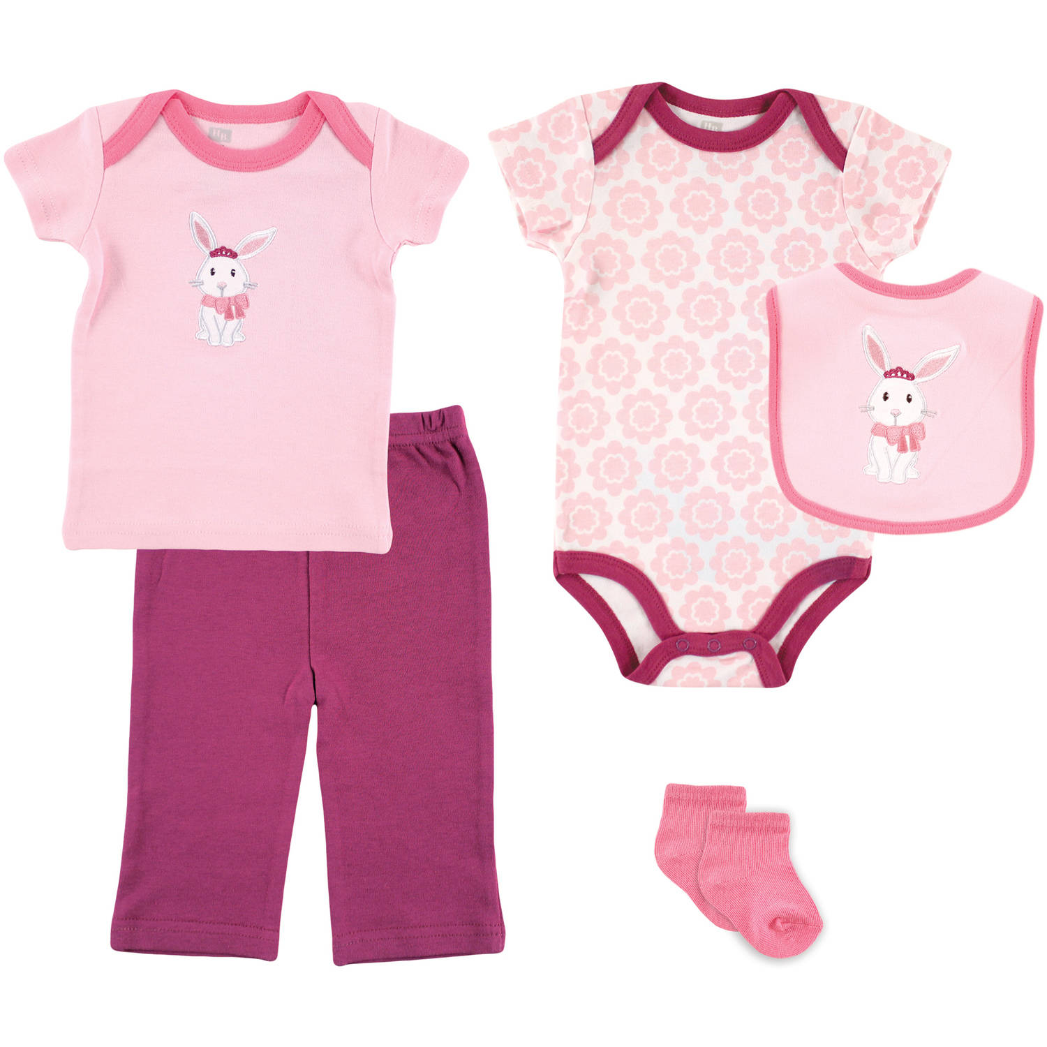 Hudson Baby Newborn Baby Girls Layette Set 5Pc, 06 months Walmart