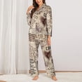 thumbnail image 2 of Balery Abstract Coffee Pattern With Letters Conjunto de Pijama con Estampado para Mujer, Conjunto de Dos Piezas con Manga Larga, Ropa de Dormir Suave con Bolsillos, Pijamas Cómodos-XX-Large, 2 of 7