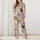 thumbnail image 2 of Balery Abstract Coffee Pattern With Letters Conjunto de Pijama con Estampado para Mujer, Conjunto de Dos Piezas con Manga Larga, Ropa de Dormir Suave con Bolsillos, Pijamas Cómodos-XX-Large, 2 of 7