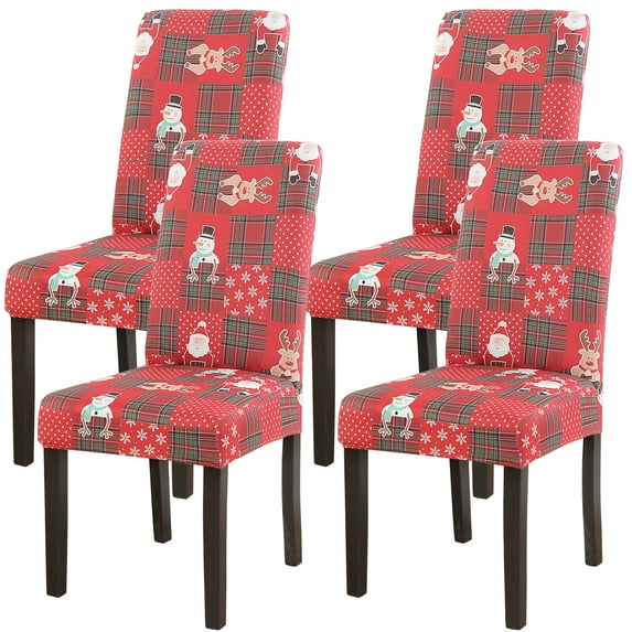 (Set of 6) Stretch Dining Chair Covers Xmas Christmas Party Banquet Seat Protector Decor