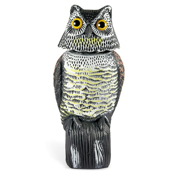 Owl Decoy with Tweet Natural Enemy Pest Deterrent Scarecrow with Rotating Head Bird Control Repellents;Owl Decoy with Tweet Natural Enemy Deterrent Scarecrow with Rotating Head