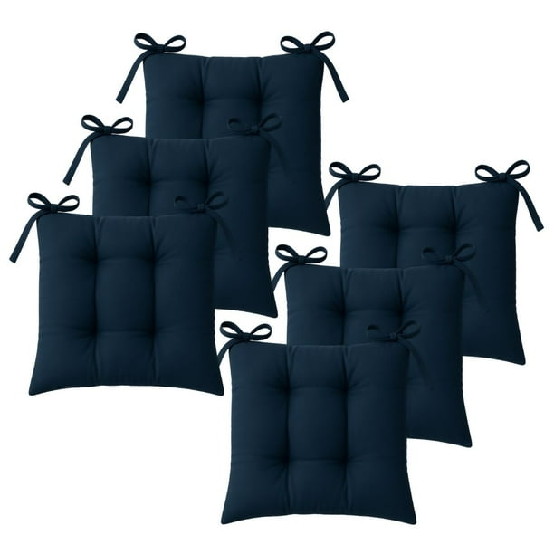 TESSO HOME Set de 6 Cojines Acolchados para Silla de Comedor con Lazos Relleno Ideal Almohadillas para los Asientos Medidas 42 x 42 x 7 cm