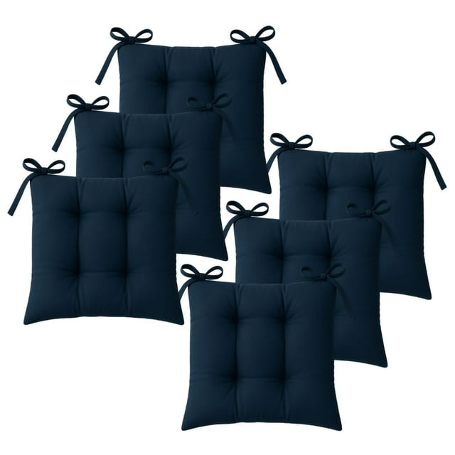 TESSO HOME Set de 6 Cojines Acolchados para Silla de Comedor con Lazos Relleno Ideal Almohadillas para los Asientos Medidas 42 x 42 x 7 cm