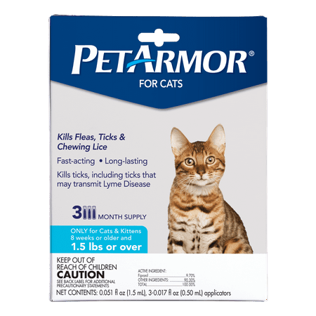 PETARMOR Flea & Tick Treatment for Cats over 1.5 lbs, 3 Monthly Applications