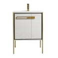 thumbnail image 3 of Fine Fixtures  Oakville Bathroom Vanity  with White Ceramic Sink Mild Grey Oak - Satin Brass Hardware 24 Inch, 3 of 8