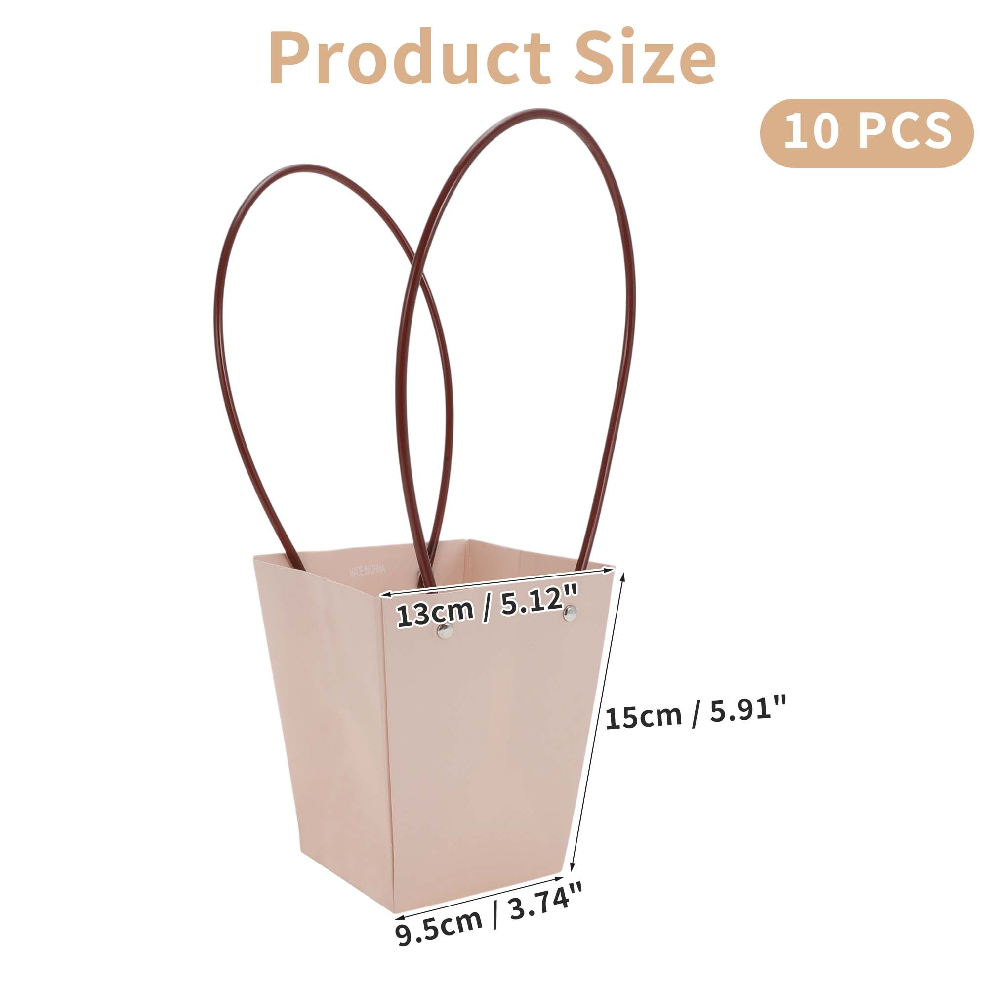 Unique Bargains 10Pcs Floral Bags Bouquet Bag with Handle Pink 5.12" x 3.74" x 5.91"