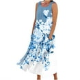 thumbnail image 2 of YOTAMI Summer Dresses for Women Plus Size Loose Fit Cotton Linen Dresses with Pockets for Beach Vacation Sleeveless Flowy Casual Maxi Dresses Blue, 2 of 4