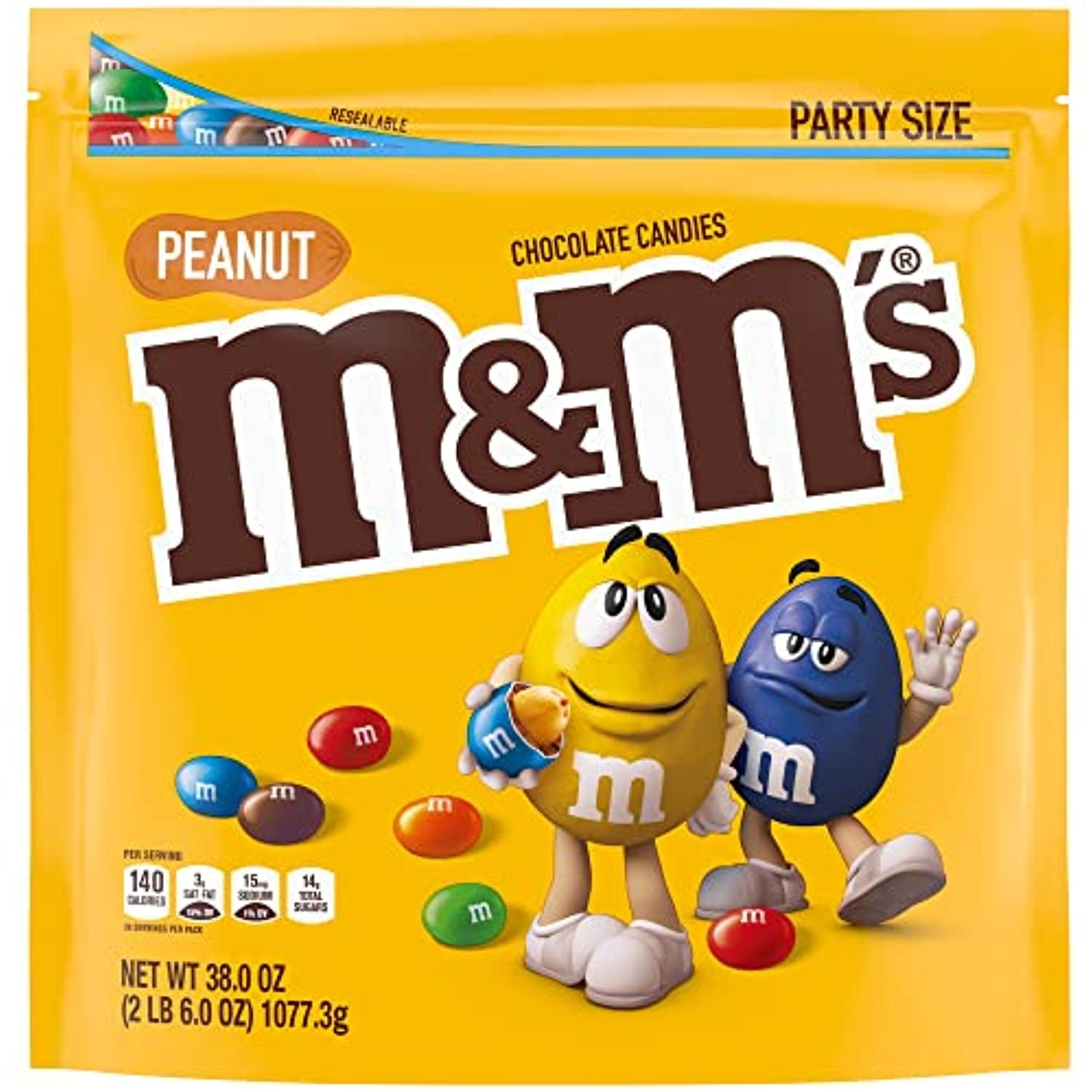 M&M'S Peanut Chocolate Limited Edition Candy Party Size Bag,  Yellow 300g