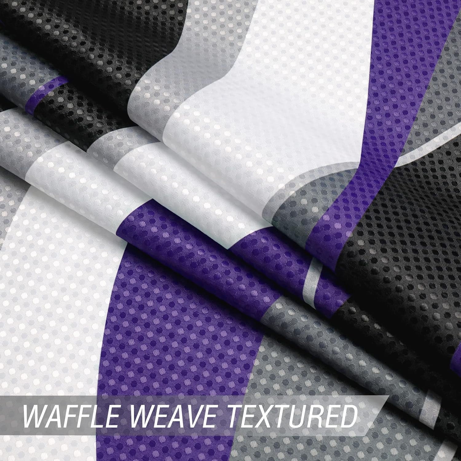 Black and Purple Shower Curtain, Abstract Modern Grey and Purple Bathroom Decor Accessories, Waffle Weave Textured Fabric Shower Curtain Set with Hooks, 72x72