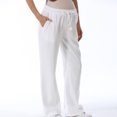 thumbnail image 2 of Penkiiy Women's Comfy Maternity Casual Pajama Pants Solid Color Drawstring Palazzo Lounge Pants Wide Leg 2XL White, 2 of 6