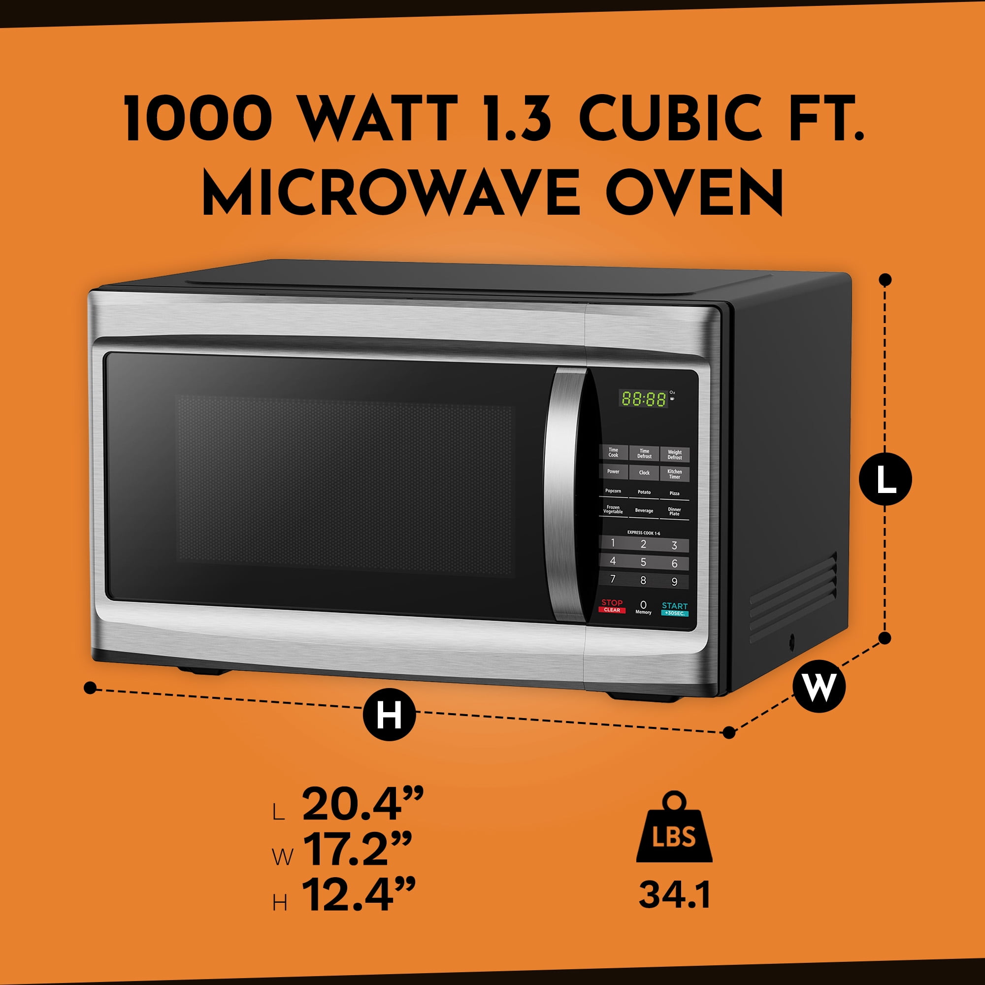 Black+decker 1.3 Cu Ft 1000 Watt Microwave Oven - Black Stainless Steel :  Target