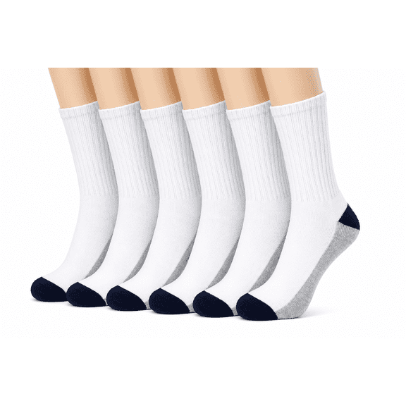 6 Pairs Crew Socks for Men Women, Non Binding Loose Top Socks, Soft Breathable Stretch Cotton Socks for Everyday Comfort and Daily Wear