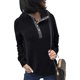 thumbnail image 1 of Jersey de Solapa Otoño Invierno Color Empalme Suelto Transpirable Mujer Top para Compras Diarias al Aire Libre Cuello en V Negro XL, 1 of 3