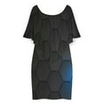thumbnail image 3 of Abstract Honeycomb Women's Off The Shoulder Ruffles Summer Wedding Guest Loose Casual Party Beach Dress, 3 of 9