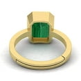 thumbnail image 3 of Natural Emerald Adjustable Silver Gold Plated Panna Ring Certified for Women's and Men's, 3 of 3