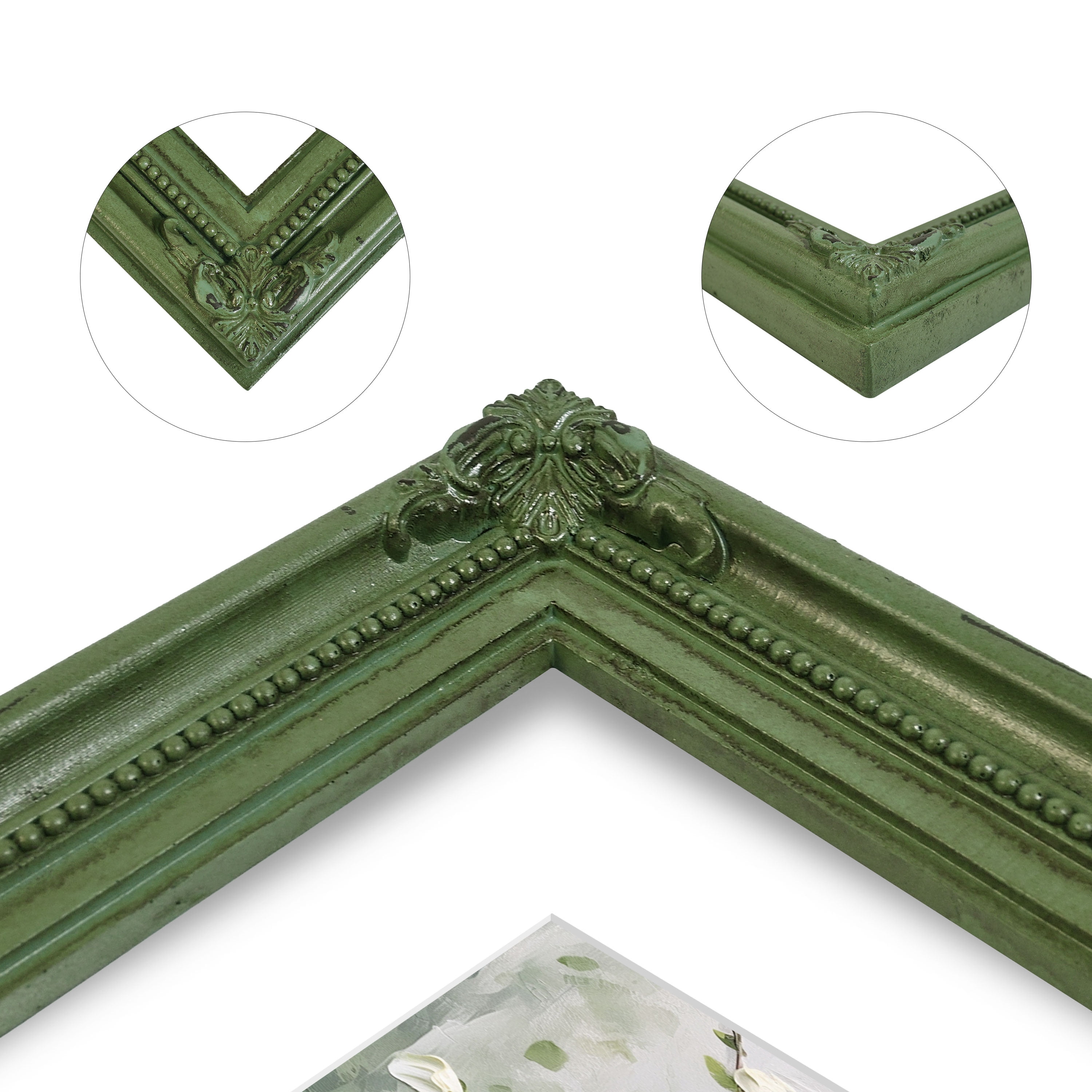 SIMON'S SHOP 11 x 14 Picture Frame Matted to 8 x 10 Photo, Distressed Green Rustic Poster Frames for Wall and Tabletop