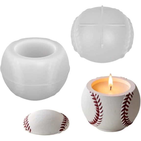 Baseball Silicone Mold for Baking Resin Crafts, Non-Stick Food-Grade Form for Chocolate Cupcake Topper, DIY Sports Theme Party Tools (1 Piece White)