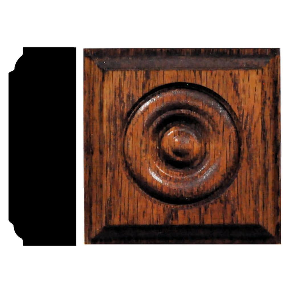 Wooden wood carved Corner block,finishing block,set of 2 pc,square rosette,oak 