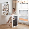 thumbnail image 2 of Giantex Folding Desk, Wall Mounted Fold Out Desk w/Storage Shelves & Hooks, Floating Corner Desk for Small Spaces, White, 2 of 6