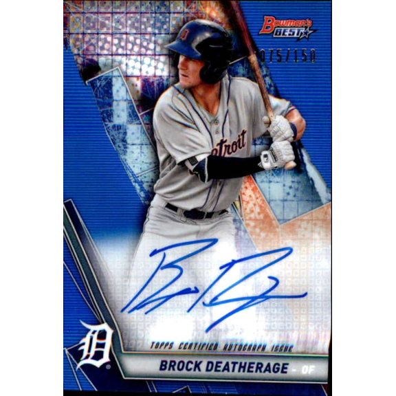 Collectible 2019 Bowman's Best Best of 2019 Autograph Blue Refractor #B19-BD Brock Deatherage RC AUTO /150 Detroit Tigers MLB Baseball Trading Card