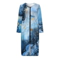 thumbnail image 4 of Xoenoiee Blue Marble Print Robes for Women Zipper Front Bathrobe Long Sleeve House Coat Long Nightgown With Pockets Soft Loungewear, Size S, 4 of 7