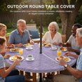 thumbnail image 3 of Round Outdoor Tablecloth with Umbrella Hole and Zipper, Purple Tablecloth with Elastic Waterproof, Farmhouse Vintage Purple Solid Color Modern Patio Table Covers for 45" - 54" Picnic Pool Tables, 3 of 9