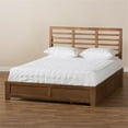 thumbnail image 4 of Baxton Studio Piera Ash Walnut Brown Finished Wood Queen Size 3-Drawer Bed, 4 of 12