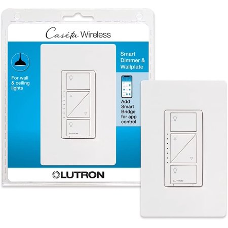

KUSONG Caséta Wireless Smart Lighting Dimmer Switch for Wall and Ceiling Lights with Wall Plate | PDW-6WCL-WH-A | White
