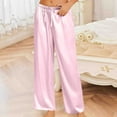 thumbnail image 3 of qolati Womens Silk Satin Pajama Pants Casual Loose Lounge Pants Lightweight Drawstring Elastic Waist Wide Leg Pjs Bottoms with Pockets, 3 of 8
