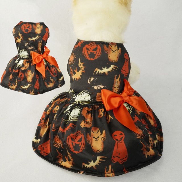 Vestido para perro, nuevo diseño 2024, vestido negro de calabaza.