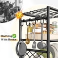 thumbnail image 5 of 5-Tier Metal Shelving Unit with Hooks and Leveling Feet - Sturdy, Wobble-Free Storage Rack for Garage, Kitchen, Pantry , 17.7"W x 11.8"D x 72.2"H, Black, 5 of 9