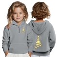 thumbnail image 2 of Tanghaowl Kids Sweatshirts Boys Print Hooded Pullover Sweatshirt with Zipper Eyelets and Pocket for Kids Casual Outfit Grey 7-8 Years, 2 of 5