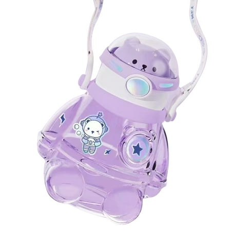 

TBOLINE Children s Big Belly Leak-proof Cup with Straw Lovely Aerospace Bear Shape Space Water Cup (Dreamland Purple)