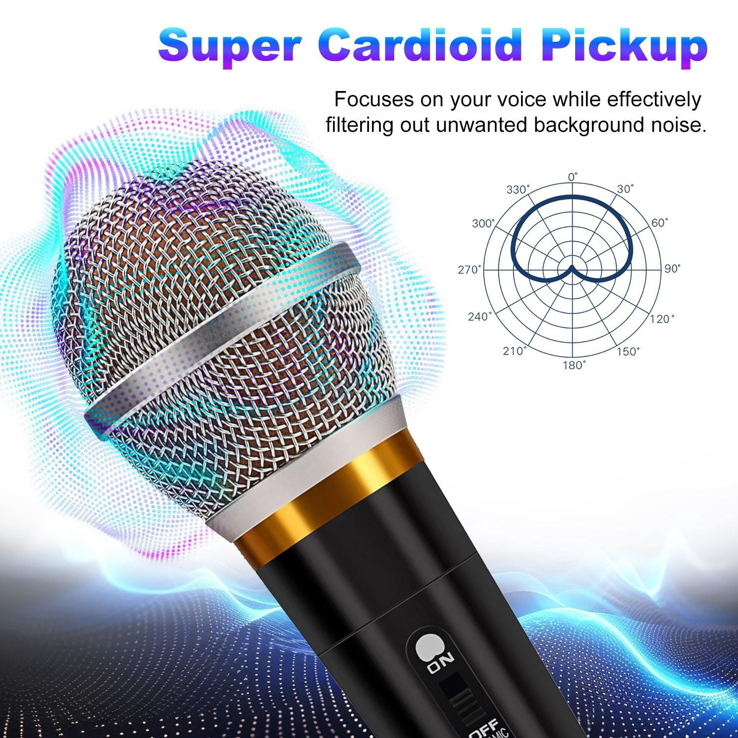 Handheld Dynamic Microphone, Wired XLR Microphone with On/Off Switch 13ft Detachable XLR Cable Professional Studio & Live Performance Cardioid Mic for for Karaoke Vocals Podcasting Recording