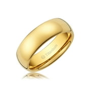 Mens Wedding Band in Titanium 8MM Ring 14K Gold-Plated with Polished Finish